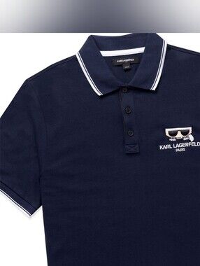 Karl Lagerfeld Polo with White Trim and Embroidered Logo